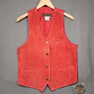 Vintage Leather Vest Womens Medium Red Suede Western